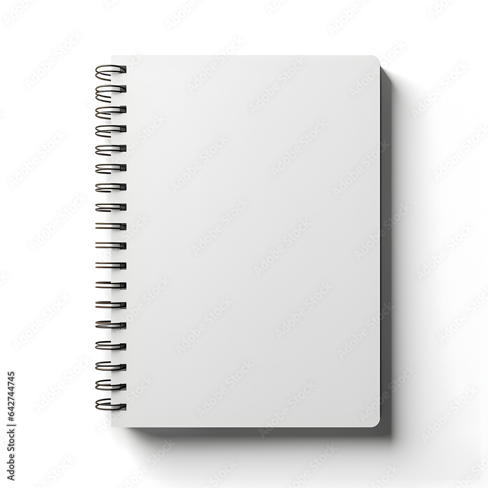 Plain white notebook mockup isolated with white background. Generative ai.  - obrazy, fototapety, plakaty 
