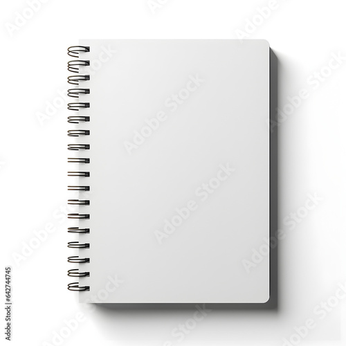 Plain white notebook mockup isolated with white background. Generative ai.  photo