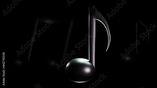 music notes in the low light environment black background 3d rendering