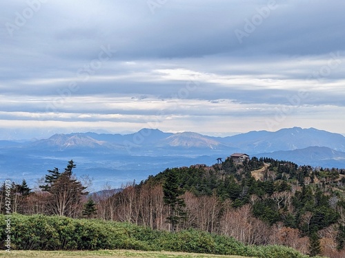 Myoko Togakushi Mountain Range seen from Terakoya Ski area in Yamanouchi Town, Nagano Prefecture, Japan in October. photo