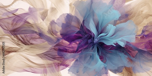 beautiful abstract turquoise purple beige transparent floral design background. beautiful Generative AI AIG32