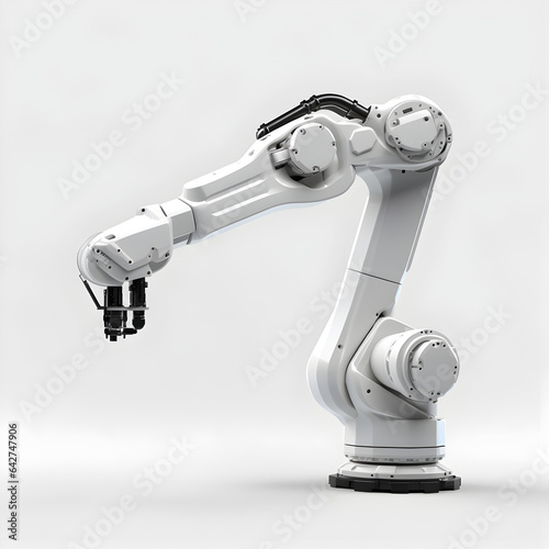 Cartesian robot arm that would be found in a factory or warehouse, isolated with white background.  Generative ai. 
