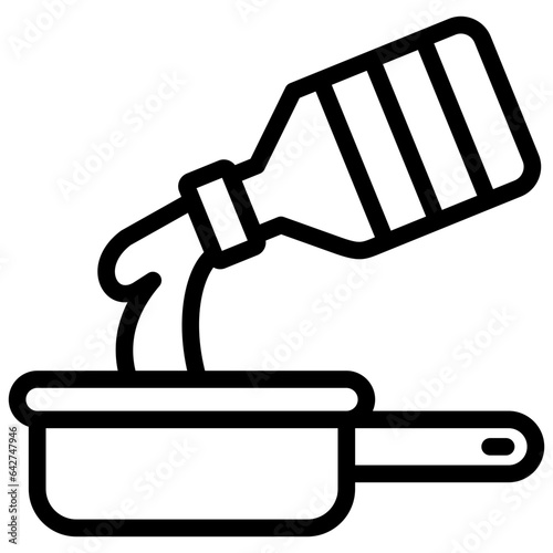 grilled fish icon illustration design with frying pan