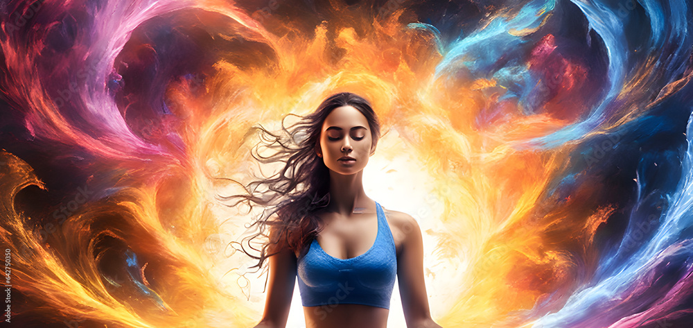 Portrait of a female emitting an explosion vital of energy. Generative Ai
Portrait of a female emitting an explosion vital of energy. Generative Ai