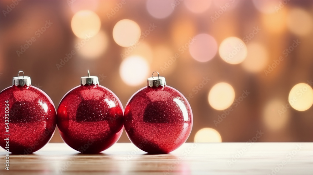 Christmas baubles and garland lights. Generative AI Christmas baubles and garland lights. Generative AI