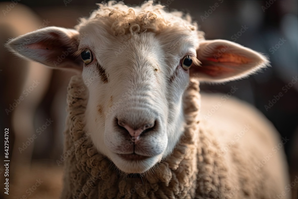 a sheep that is looking at the camera and it's very close up to the camera with its eyes closed