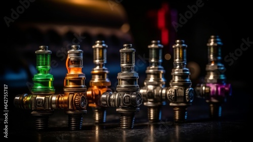 Bar Game of Strategy: A Fiery Chess Encounter with Glass, Kings, Pawns & Golden Flames, generative AI