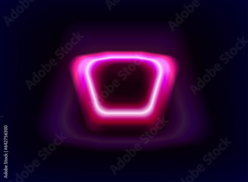 Futuristic screen pink background start button with shadow in the dark. neon light screens around the button box. vector illustration eps 10  