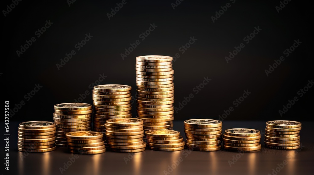 Stack of golden coins as financial concepts and financial investment business stock growth. Stack of golden coins as financial concepts and financial investment business stock growth.
