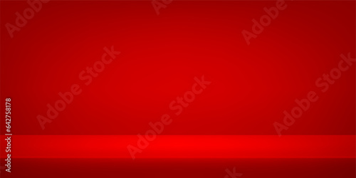 Red studio room background. Abstract gradient black. Space for selling products on the website. Template mock up for display of product. Business backdrop. Vector illustration.