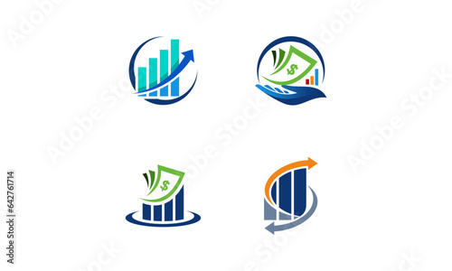 set of financial profit logo vector