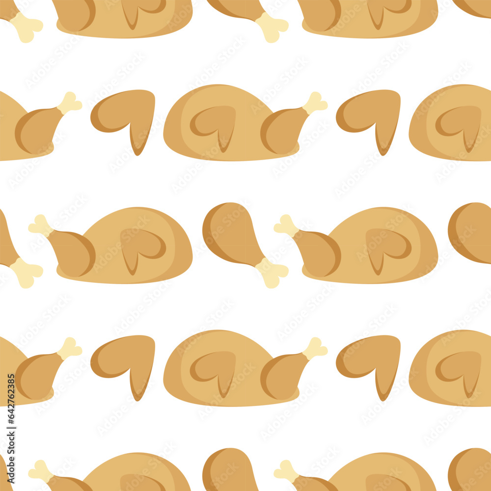 fried chicken illustration seamless pattern on white background fried chicken illustration seamless pattern on white background