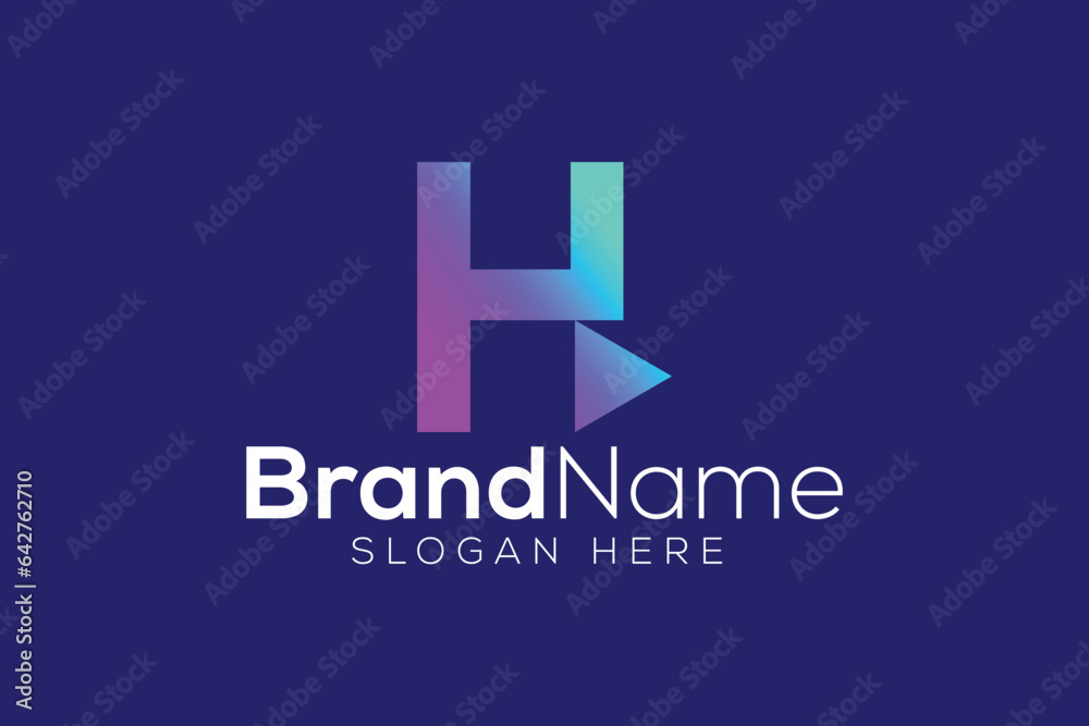Minimal and Professional letter H play vector logo design