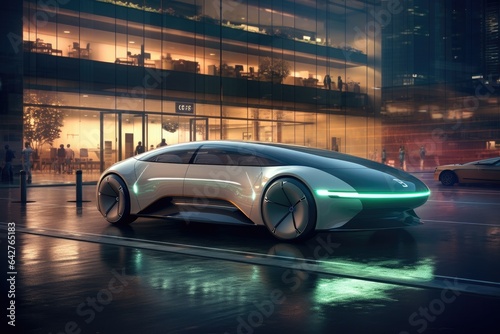 Electric car's charging cable connecting to a charging station. Generative ai