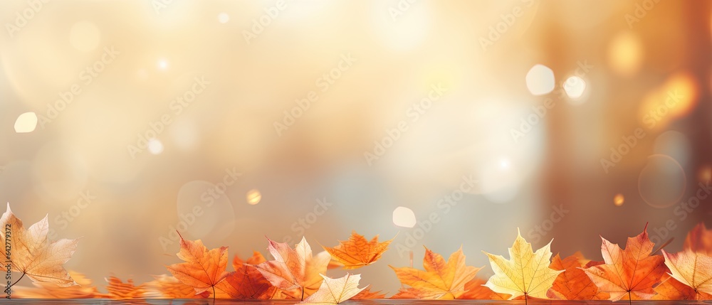 Autumn background orange gold and red maple leaves on nature illustration background, Generative AI Autumn background orange gold and red maple leaves on nature illustration background, Generative AI