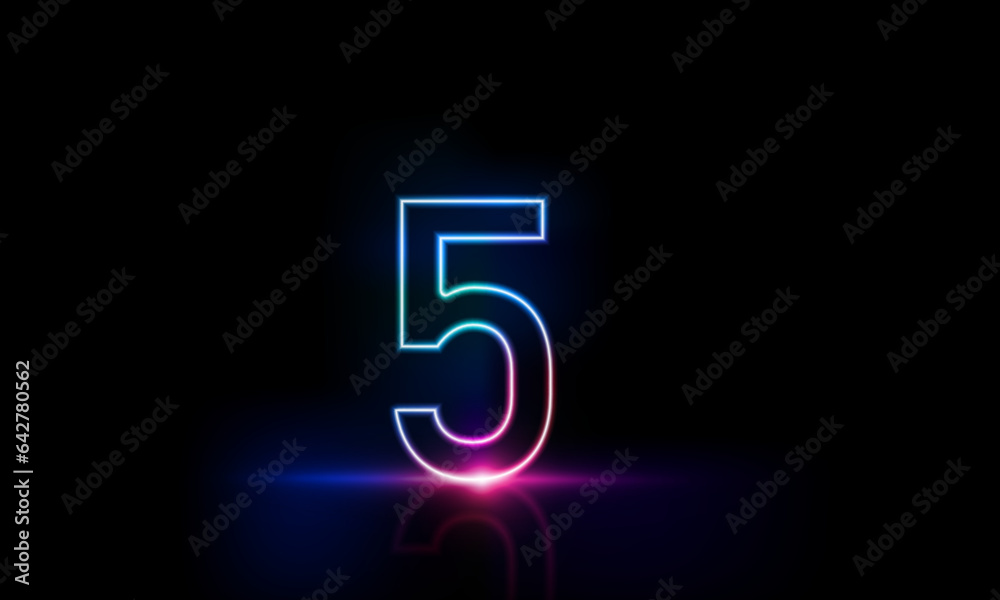 Abstract sports Light out technology and with number five glowing in the dark, pink blue neon light Hitech communication concept innovation background, vector design Abstract sports Light out technology and with number five glowing in the dark, pink blue neon light Hitech communication concept innovation background, vector design