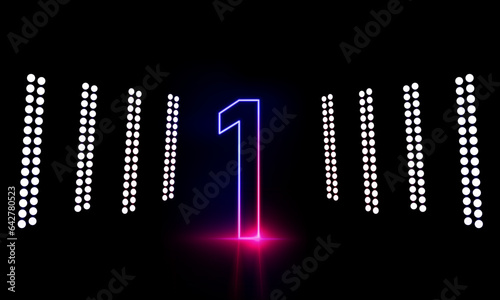 Abstract sports Light floodlights out technology and with number one glowing in the dark, pink blue neon light Hitech communication concept innovation background,  vector design