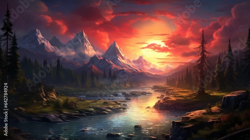 Sunset Over the Majestic Mountains