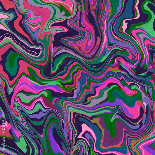 Vivid bold multicolor abstract layered marbled wavy pattern