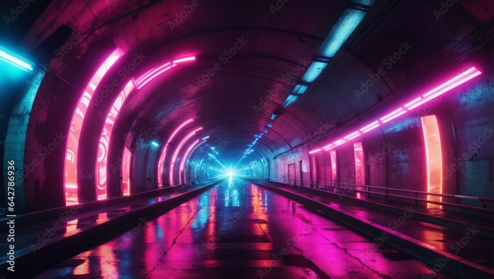 light trails in the tunnel