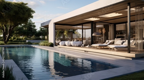 A stylish backyard with a stunning pool. Contemporary property