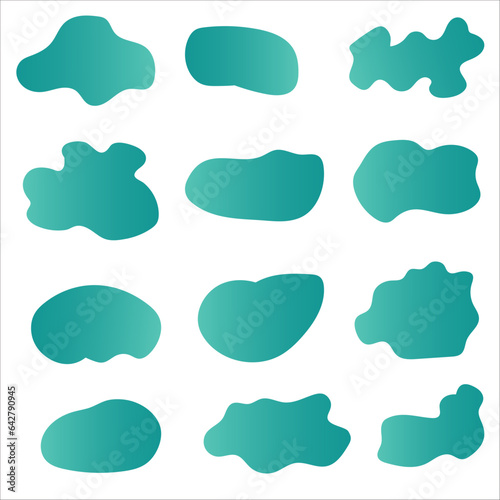 fluid shape design, Set of isolated abstract aqua spot with gradient or dynamic color. Abstract gradient liquid shape. 