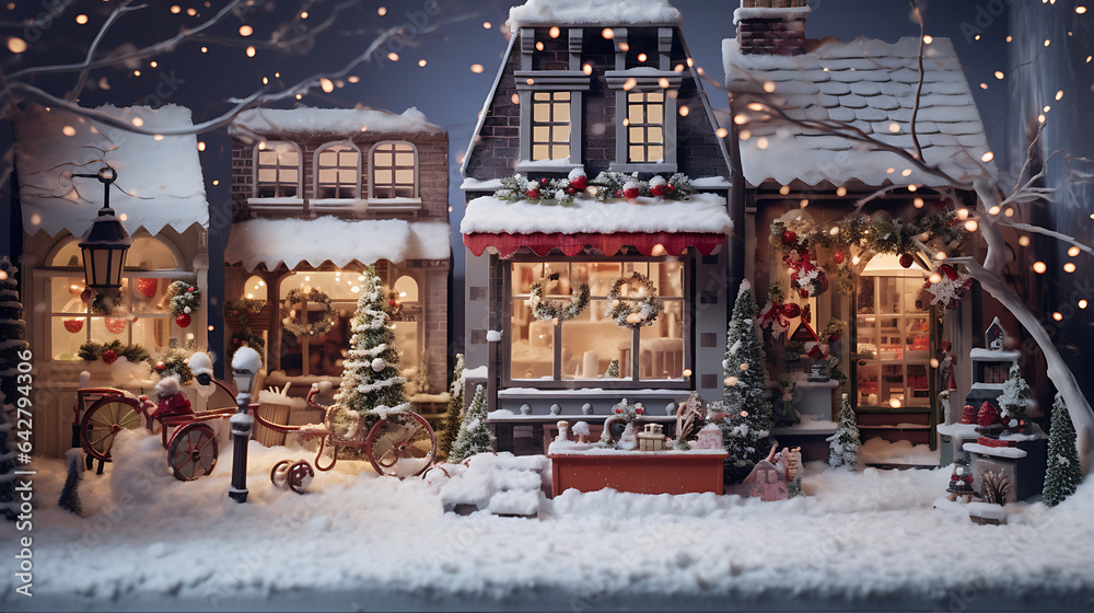 miniature city with christmas celebrations