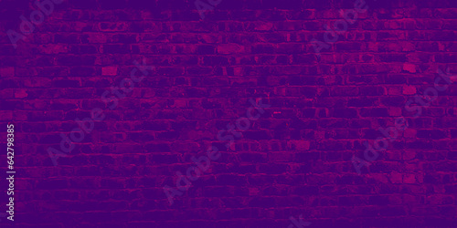 Old Dark, Purple And Pink Brick Wall Texture. Strong Brickwork Seamless. Shabby Building Facade. Perfect Stonework Backdrop.
