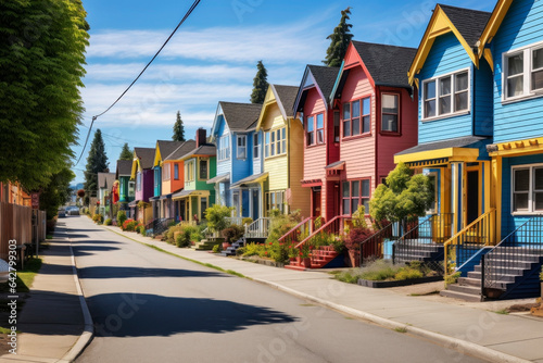 Beautiful colorful houses. Generative AI