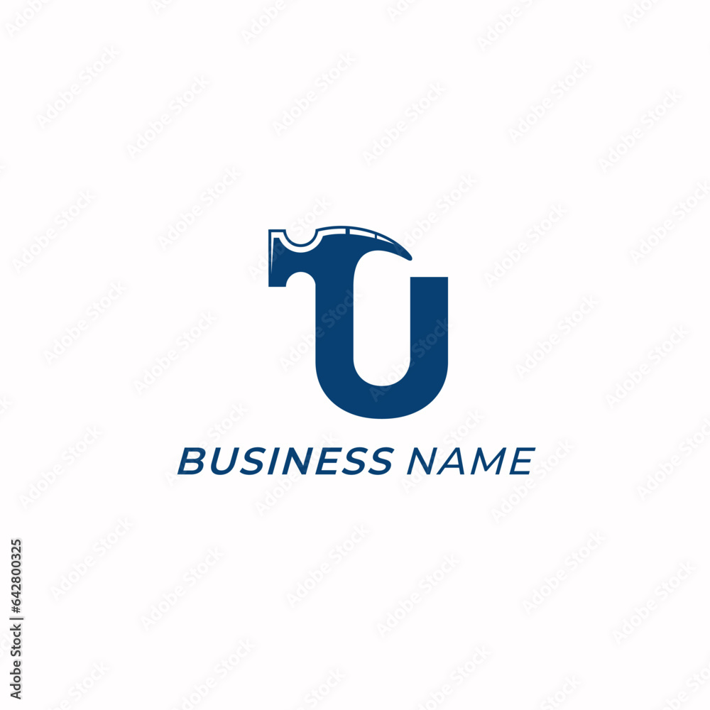 design logo combine letter U and hammer