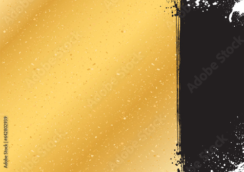 Obraz na płótnie 金色背景に金系の粒を撒き右に黒を配した背景-横型