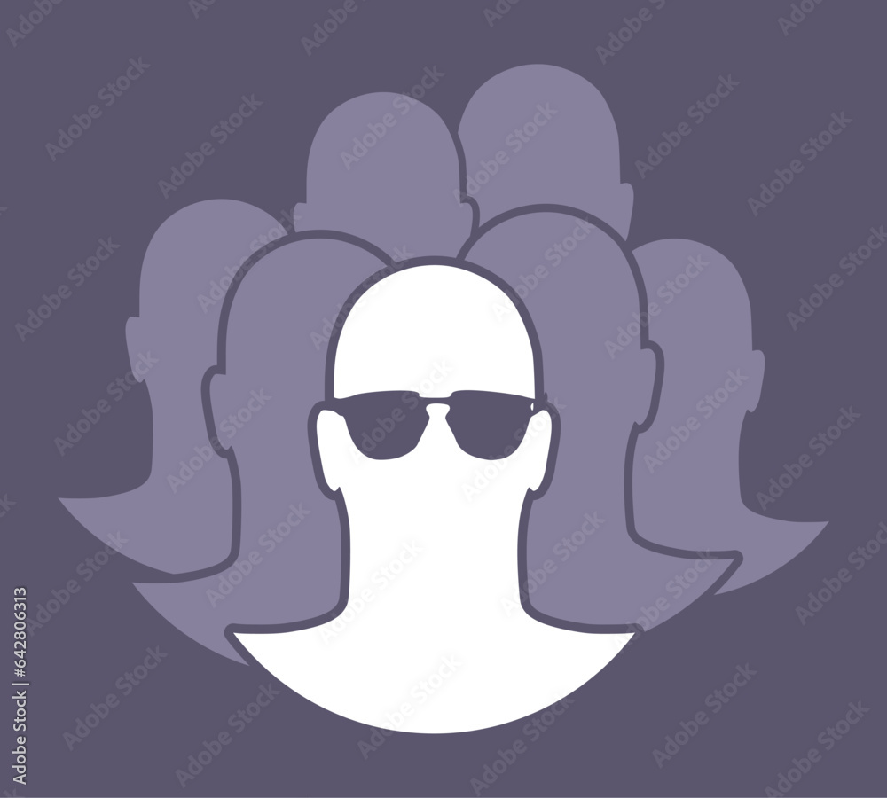Group of spies. Portrait of man with sunglasses Group of spies. Portrait of man with sunglasses