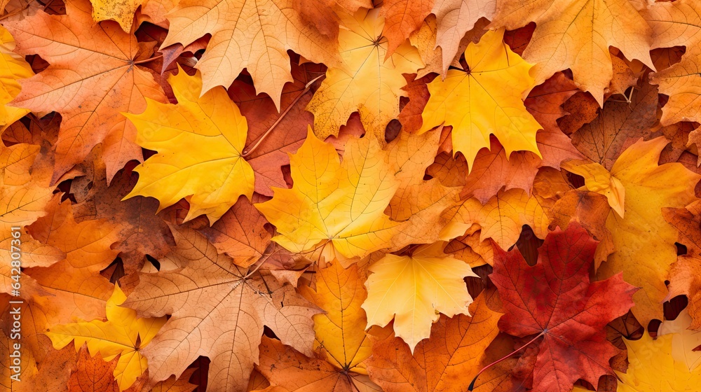 Fallen leaves on the ground created with Generative AI technology