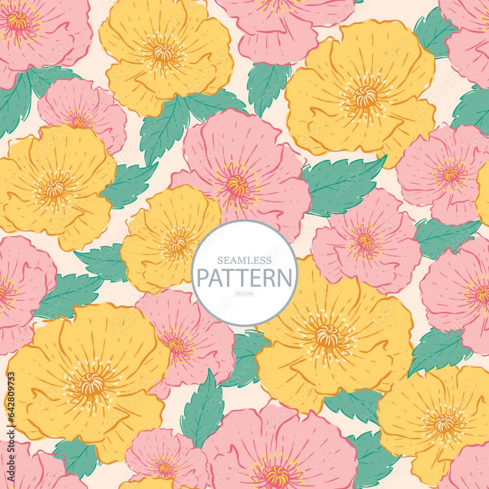 Seamless pattern vector flower sweet color