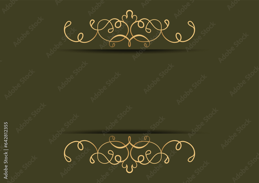 abstract gold divider ornament on green background, vector design templates for wallpaper, web banner, flyer, poster, invitation. abstract gold divider ornament on green background, vector design templates for wallpaper, web banner, flyer, poster, invitation.