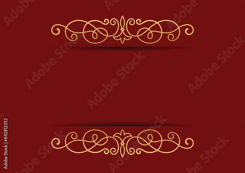abstract gold divider ornament on red background, vector design templates for wallpaper, web banner, flyer, poster, invitation.
