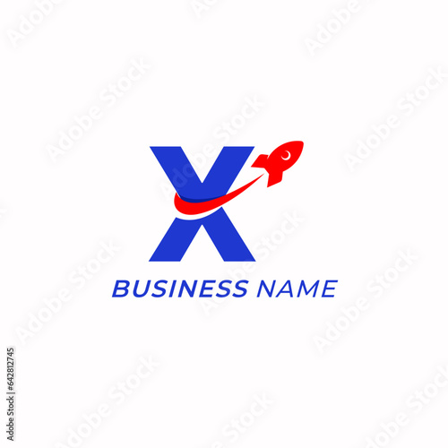 logo design letter X and rocket launcher