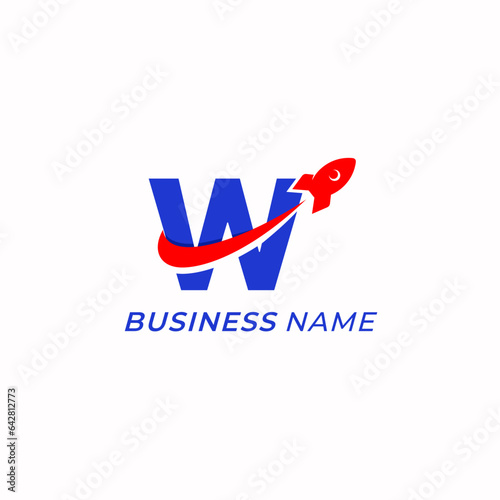 design logo creative letter W and rocket