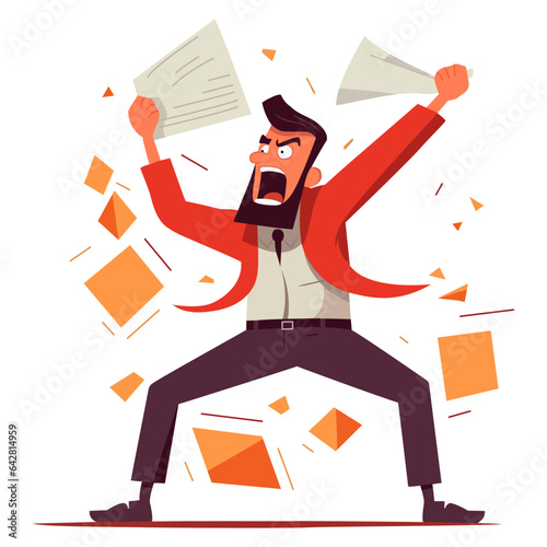 Angry, frustrated and exasperated employee