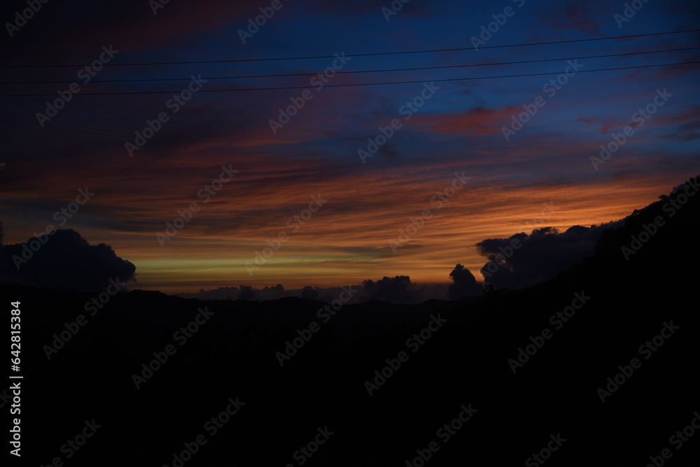sunset over the mountains