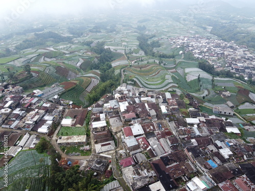 The beauty of the landscape and architecture of the arrangement of terraced houses in the tourist area of ​​Nepal van Java, Butuh Hamlet, Temanggung Village, Kaliangkrik District, Magelang, Central Ja photo