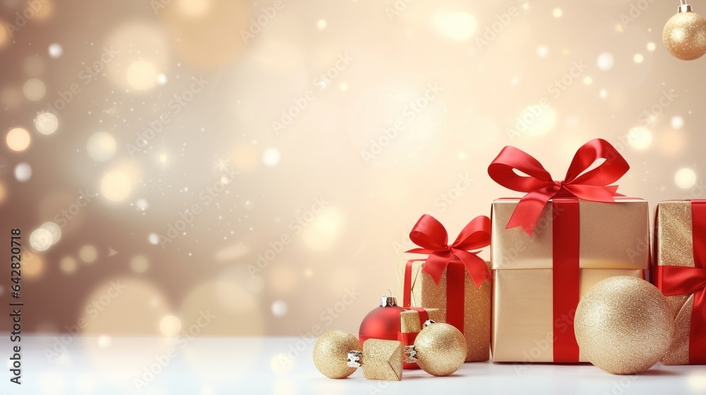 christmas background with gift boxes and balls christmas background with gift boxes and balls