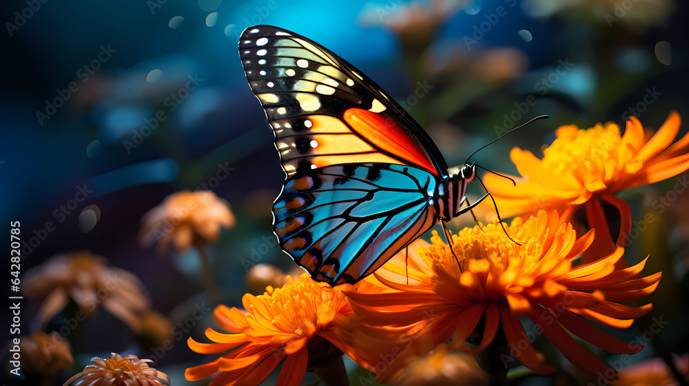 butterfly perched on the flower butterfly perched on the flower
