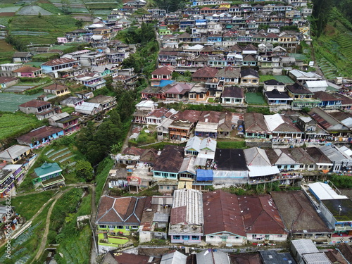 The beauty of the landscape and architecture of the arrangement of terraced houses in the tourist area of ​​Nepal van Java, Butuh Hamlet, Temanggung Village, Kaliangkrik District, Magelang, Central Ja photo