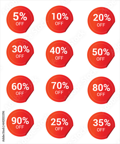 Up to 10 percent Discount. Round sticker badge with offer. Sale offer price sign. Special offer symbol. Save 10 percentages. Paper label banner. Discount tag adhesive tag. Vector
