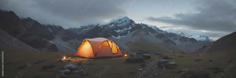 A tent in the mountains