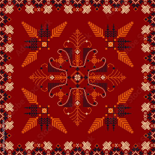 Traditional Latvian embroidery seamless pattern, vector illustration