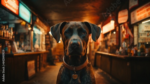 Adorable dog pet gazing with love.