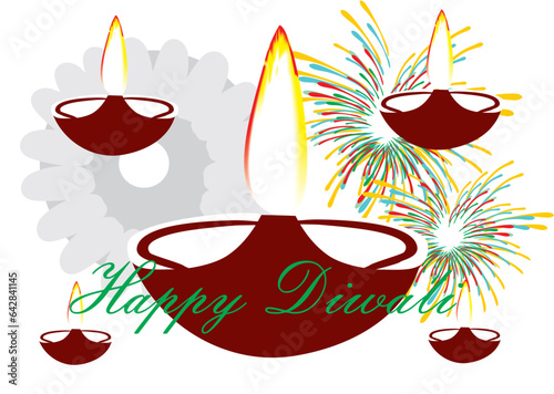 diwali illustration of a diya white back ground