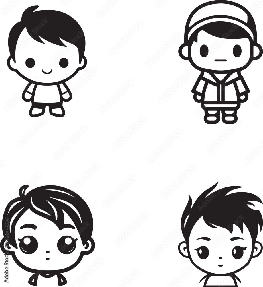 a cute toddler minimal lineart flat logo silhouette style vector illustration set a cute toddler minimal lineart flat logo silhouette style vector illustration set
